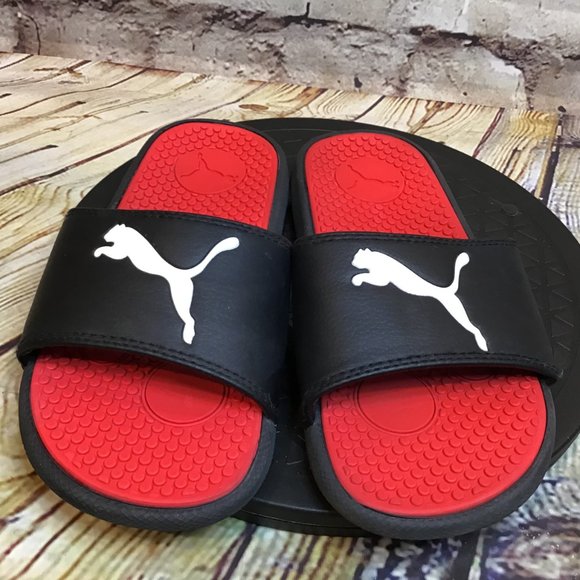 Puma Kids Black Slides Sandals Size 1 - Picture 2 of 8